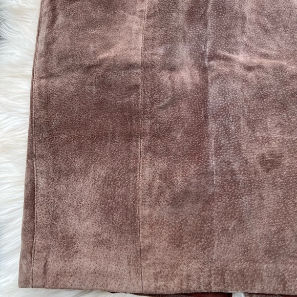 Tan Genuine Suede Leather Pencil Skirt VTG Pristine - Picture 3 of 14